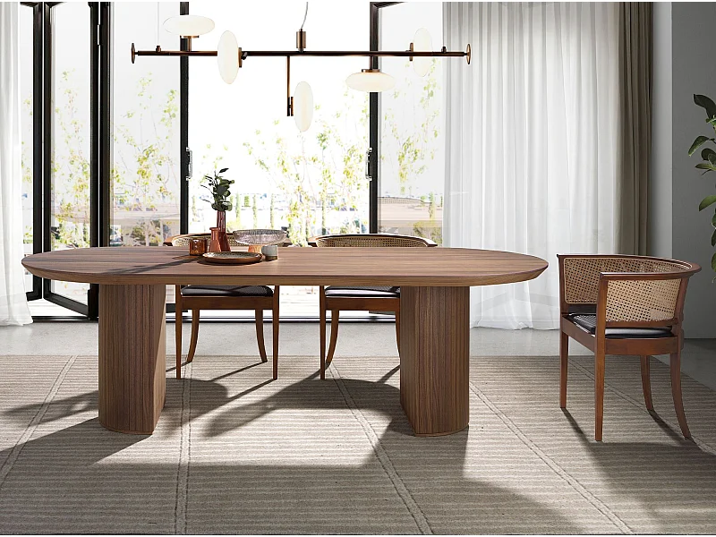 Table à manger demi-pointe ovale noyer 1104 ANGEL CERDA