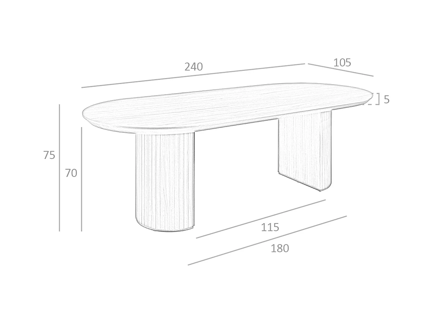 Table à manger demi-pointe ovale noyer