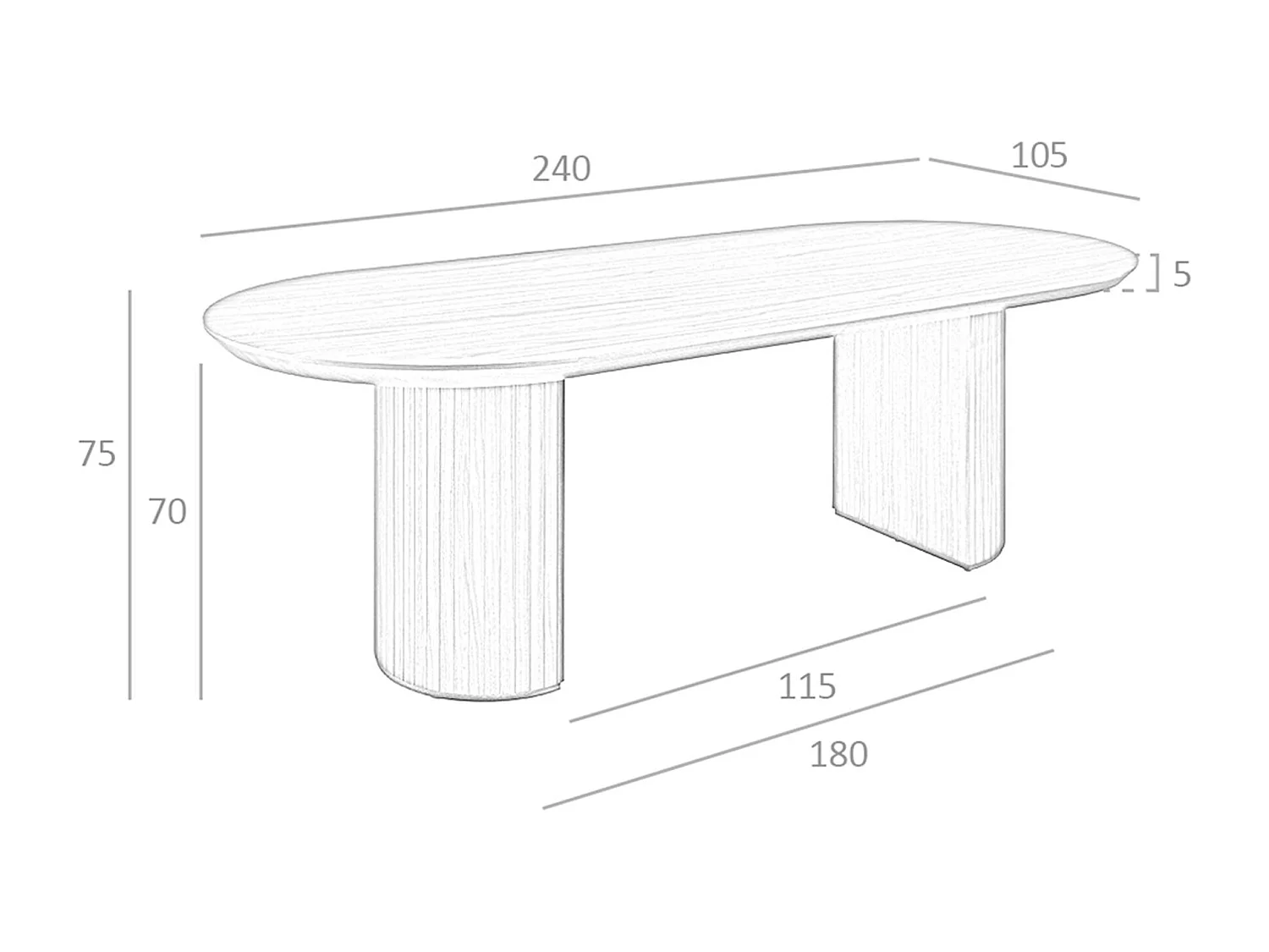 Esstisch ovale Halbspitze Walnuss 1104 ANGEL CERDA