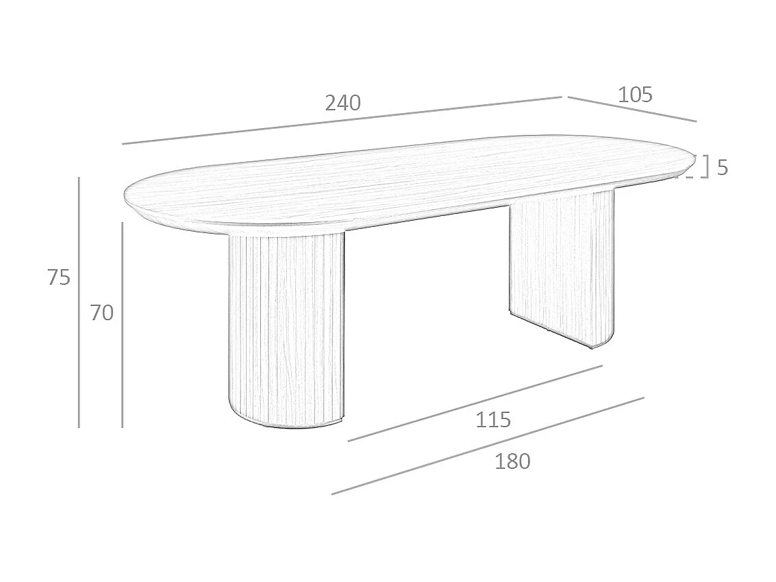 Esstisch ovale Halbspitze Walnuss 1104 ANGEL CERDA