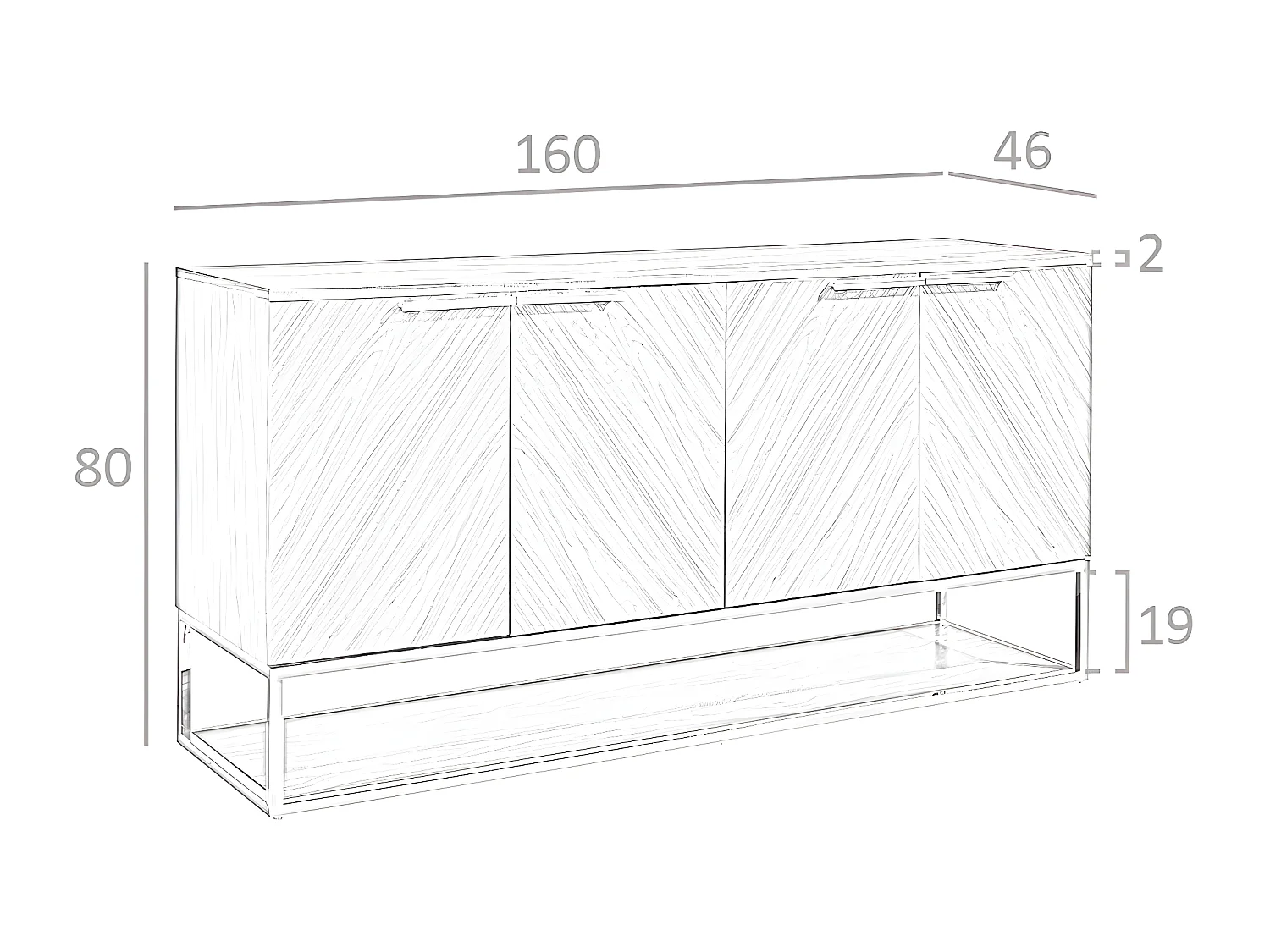 Dressoir in walnoot en verchroomd staal 3233 ANGEL CERDA