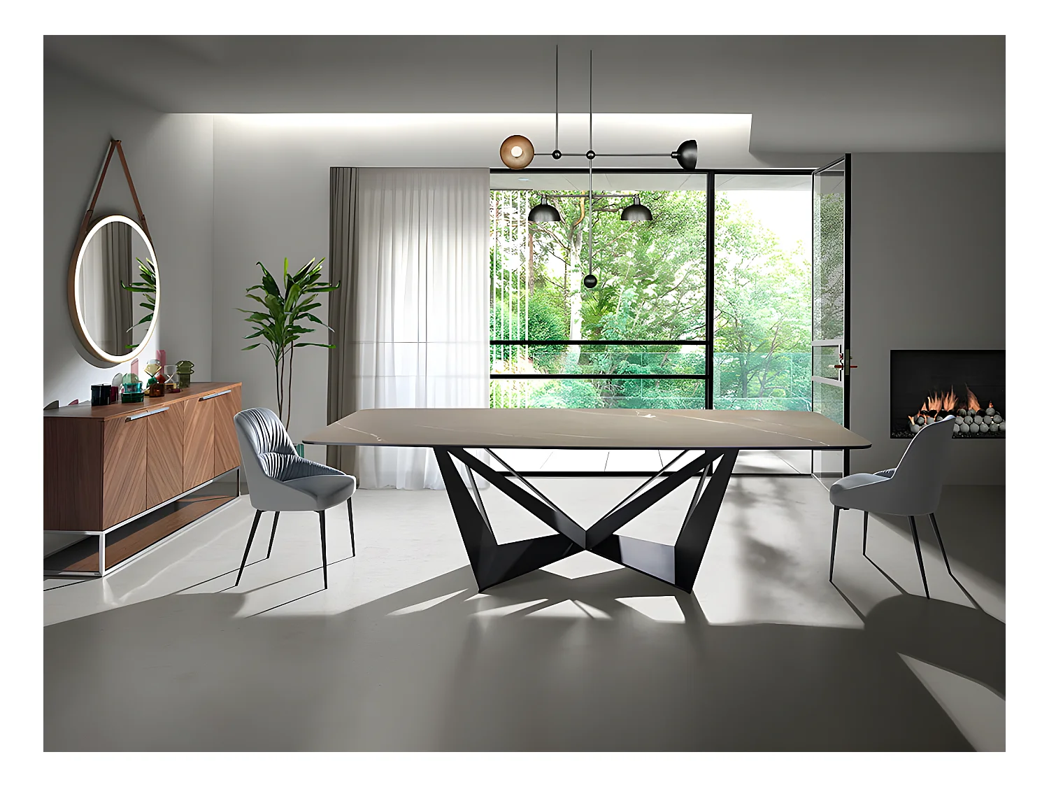 Dressoir in walnoot en verchroomd staal 3233 ANGEL CERDA