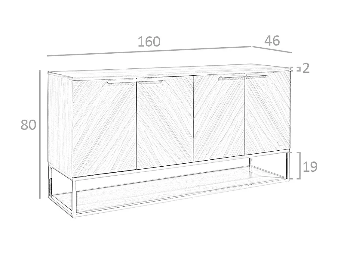 Credenza in noce e acciaio cromato 3233 ANGEL CERDA