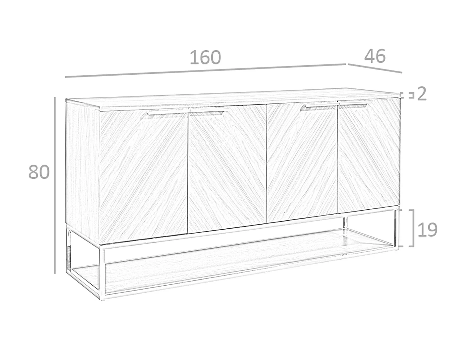 Dressoir walnoot en verchroomd staal 3233 ANGEL CERDA