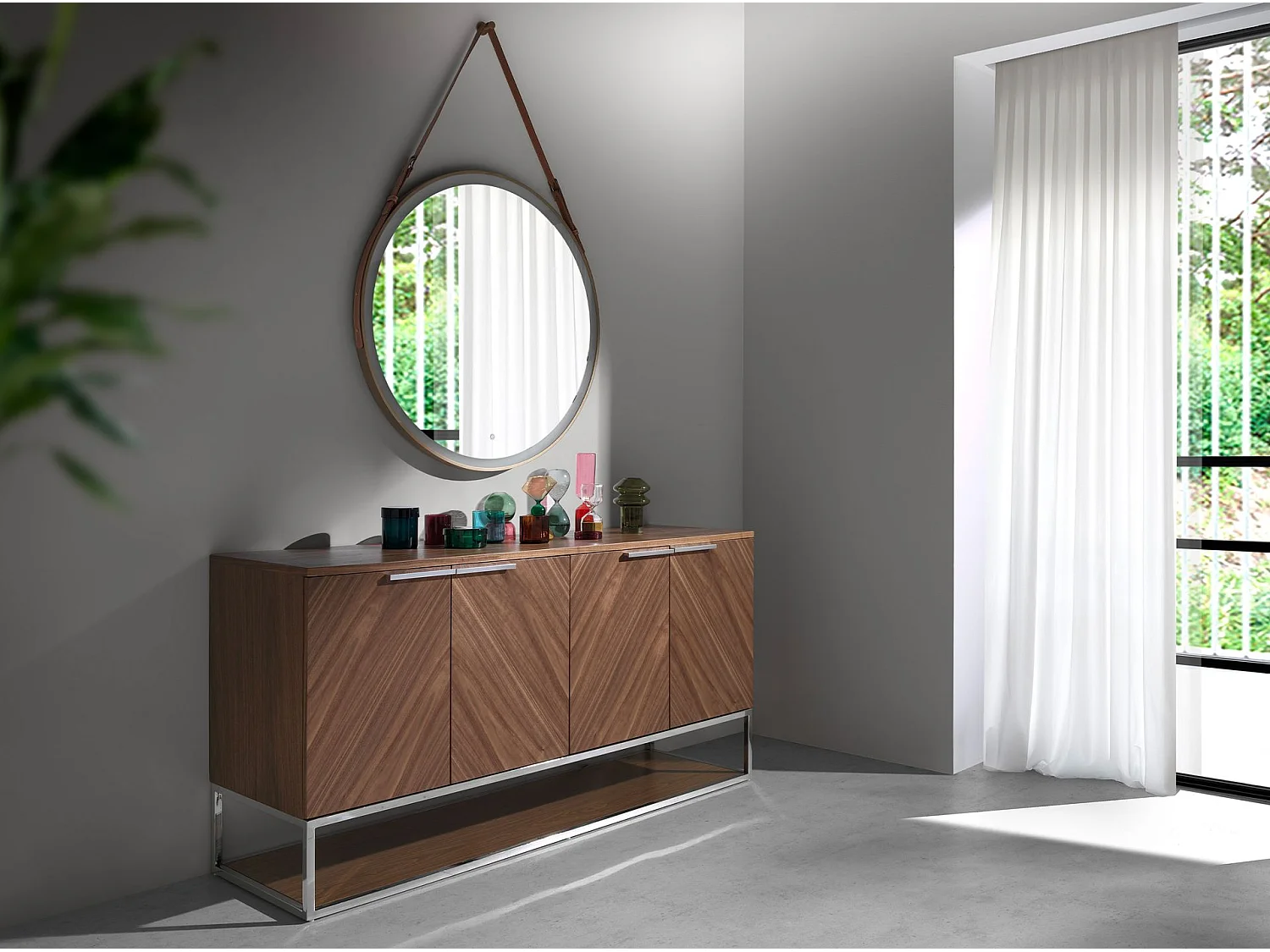 Dressoir walnoot en verchroomd staal 3233 ANGEL CERDA