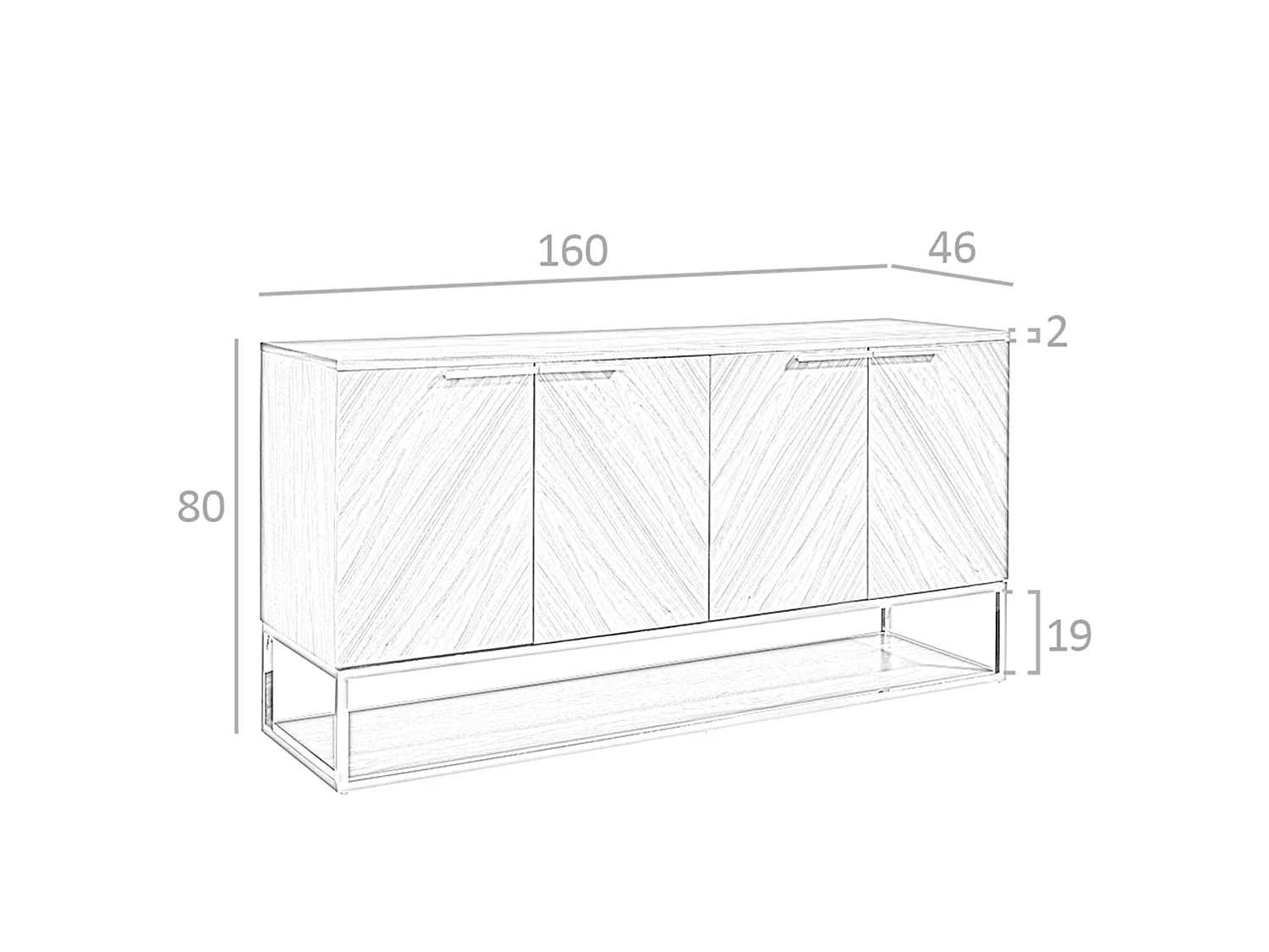 Dressoir walnoot en verchroomd staal 3233 ANGEL CERDA
