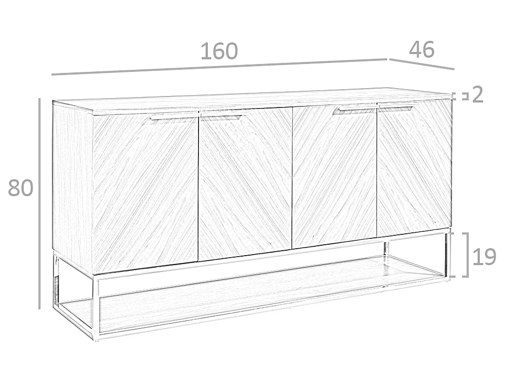 Dressoir walnoot en verchroomd staal 3233 ANGEL CERDA