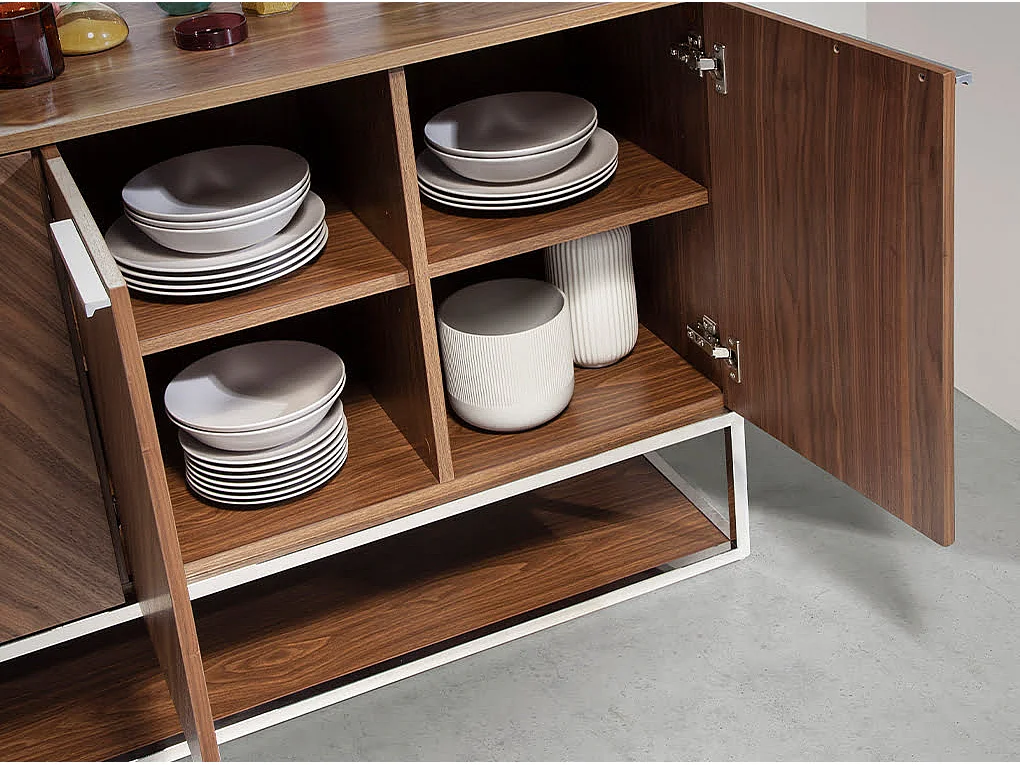 Dressoir walnoot en verchroomd staal 3233 ANGEL CERDA
