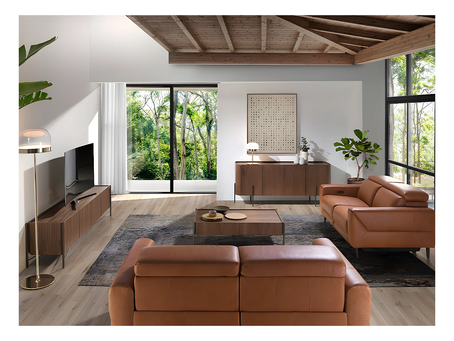 Buffet en noyer et acier noir 3239 ANGEL CERDA