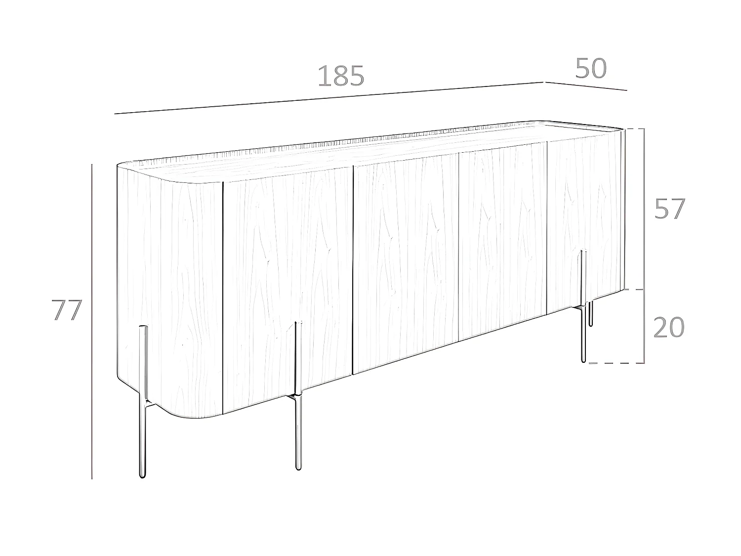 Buffet en noyer et acier noir 3239 ANGEL CERDA