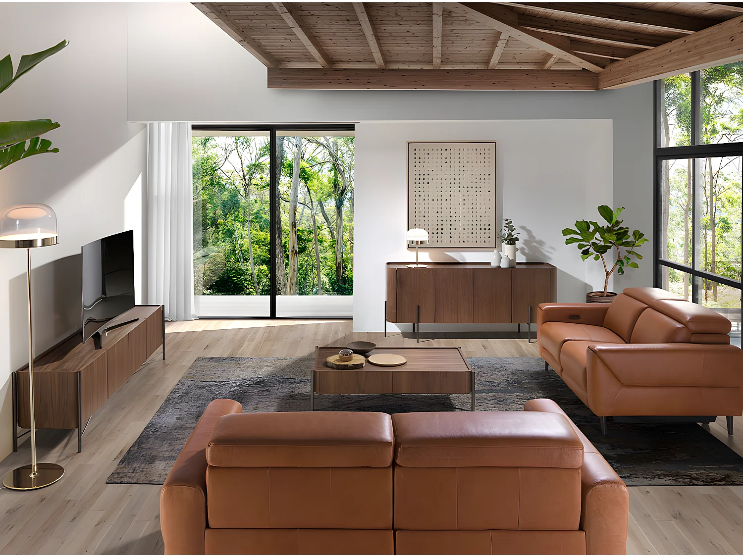 Dressoir walnoot en mat staal 3239 ANGEL CERDA