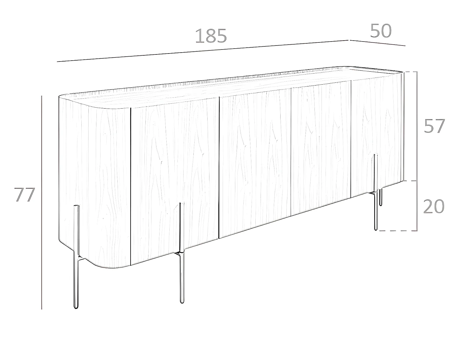 Dressoir walnoot en mat staal 3239 ANGEL CERDA