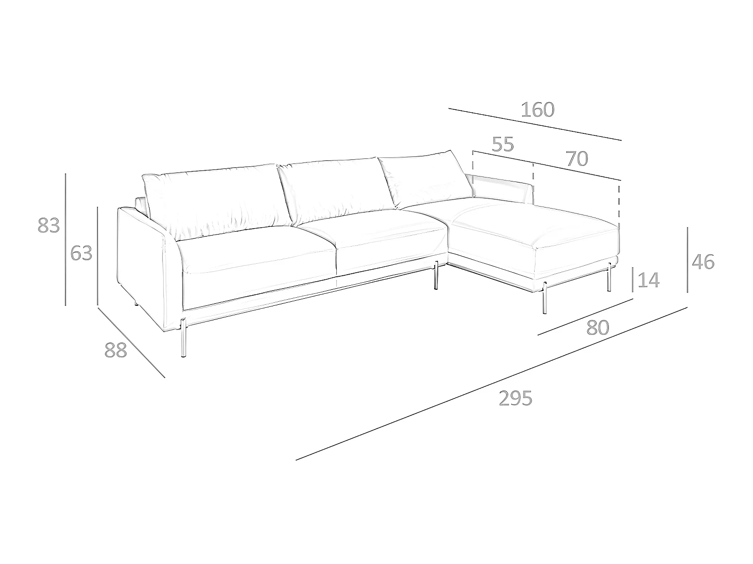 Chaise longue rembourré en cuir et acier 6154 ANGEL CERDA