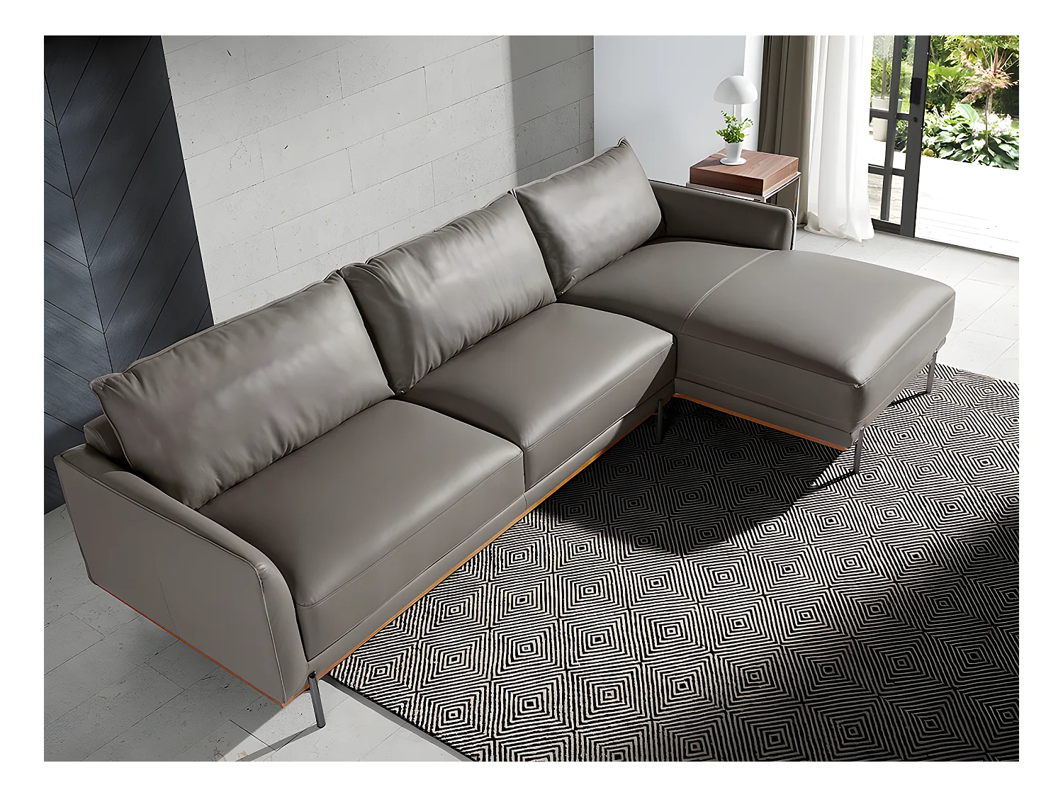 Chaise longue rembourré en cuir et acier 6154 ANGEL CERDA