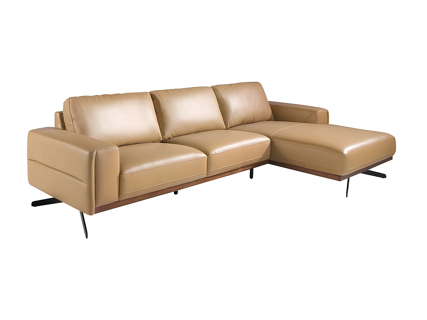 Chaise longue bank (R) in leer en zwart staal 6162 ANGEL CERDA