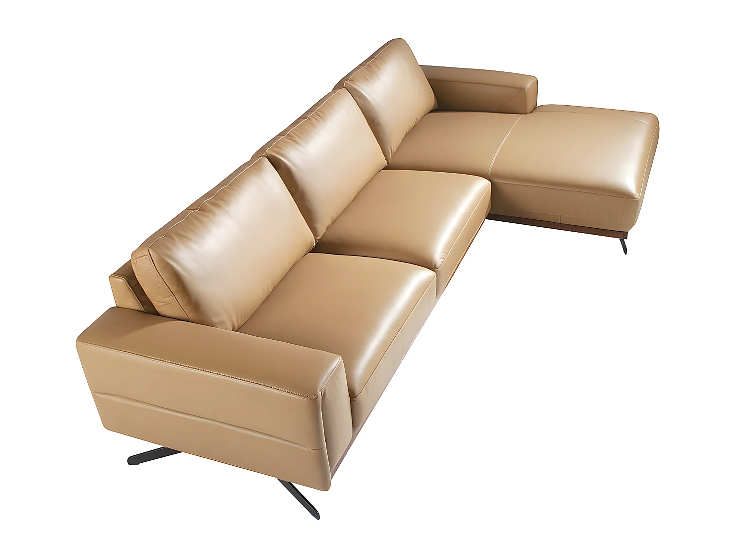 Chaise longue bank (R) in leer en zwart staal 6162 ANGEL CERDA