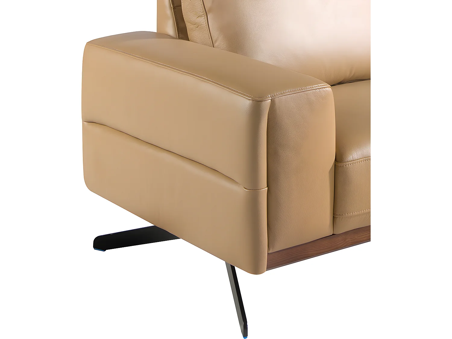 Chaise longue bank (R) in leer en zwart staal 6162 ANGEL CERDA