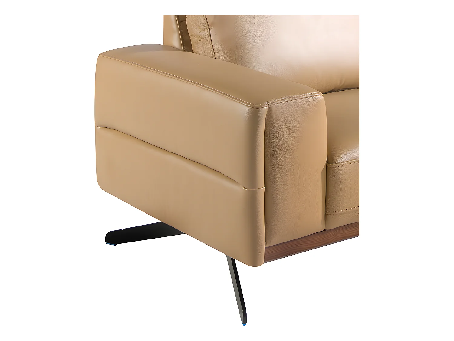 Chaise longue bank (R) in leer en zwart staal 6162 ANGEL CERDA