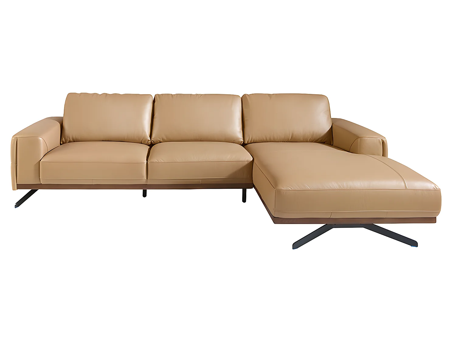 Sofá chaise longue (R) en piel y acero negro  6162 ANGEL CERDA