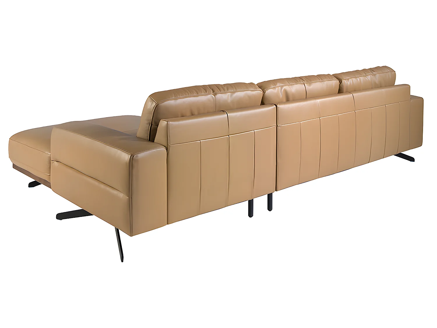 Sofá chaise longue (R) en piel y acero negro  6162 ANGEL CERDA