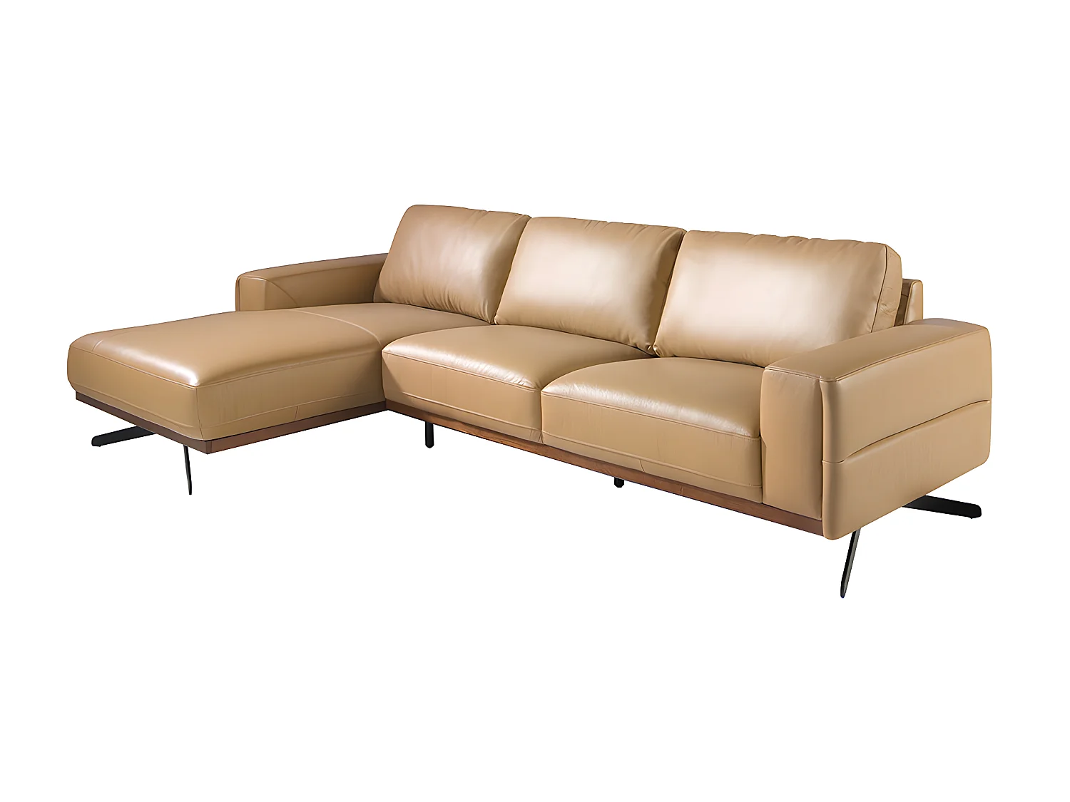 Chaise longue Sofa (L) in leer en zwart staal 6161 ANGEL CERDA