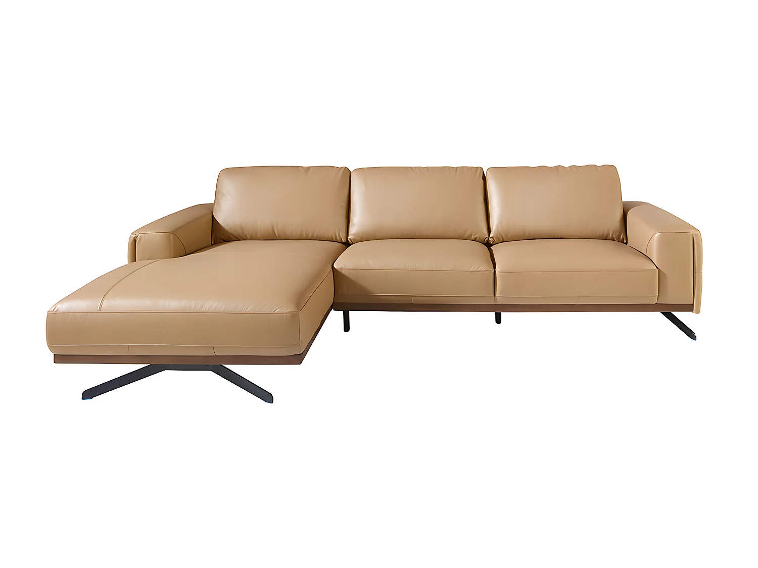 Chaise longue Sofa (L) in leer en zwart staal 6161 ANGEL CERDA