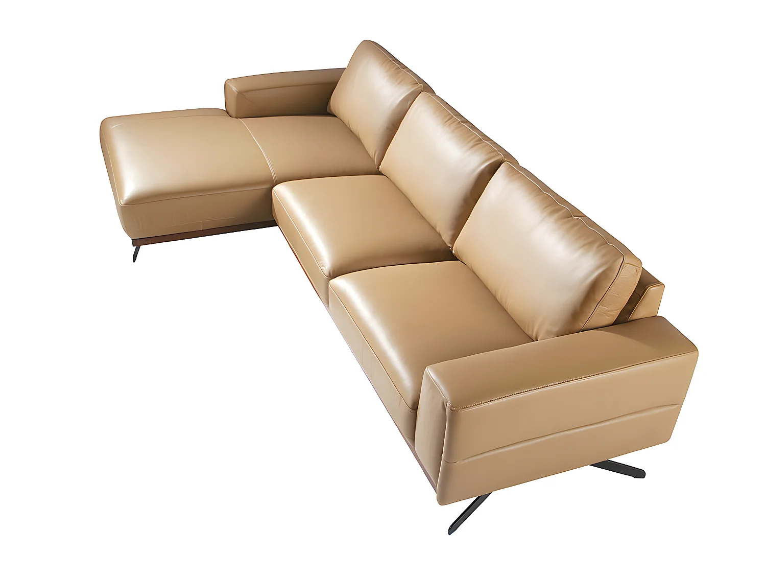 Chaise longue Sofa (L) in leer en zwart staal 6161 ANGEL CERDA