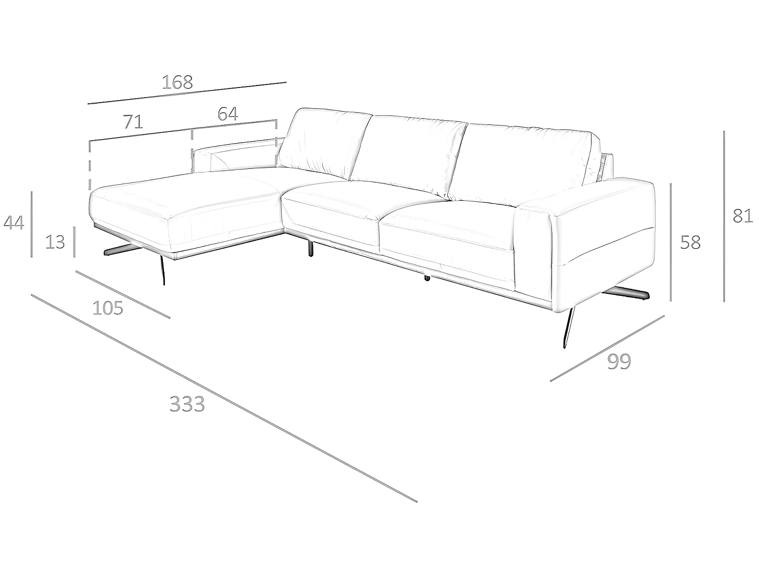 Chaise longue en cuir et acier noir 6161 ANGEL CERDA