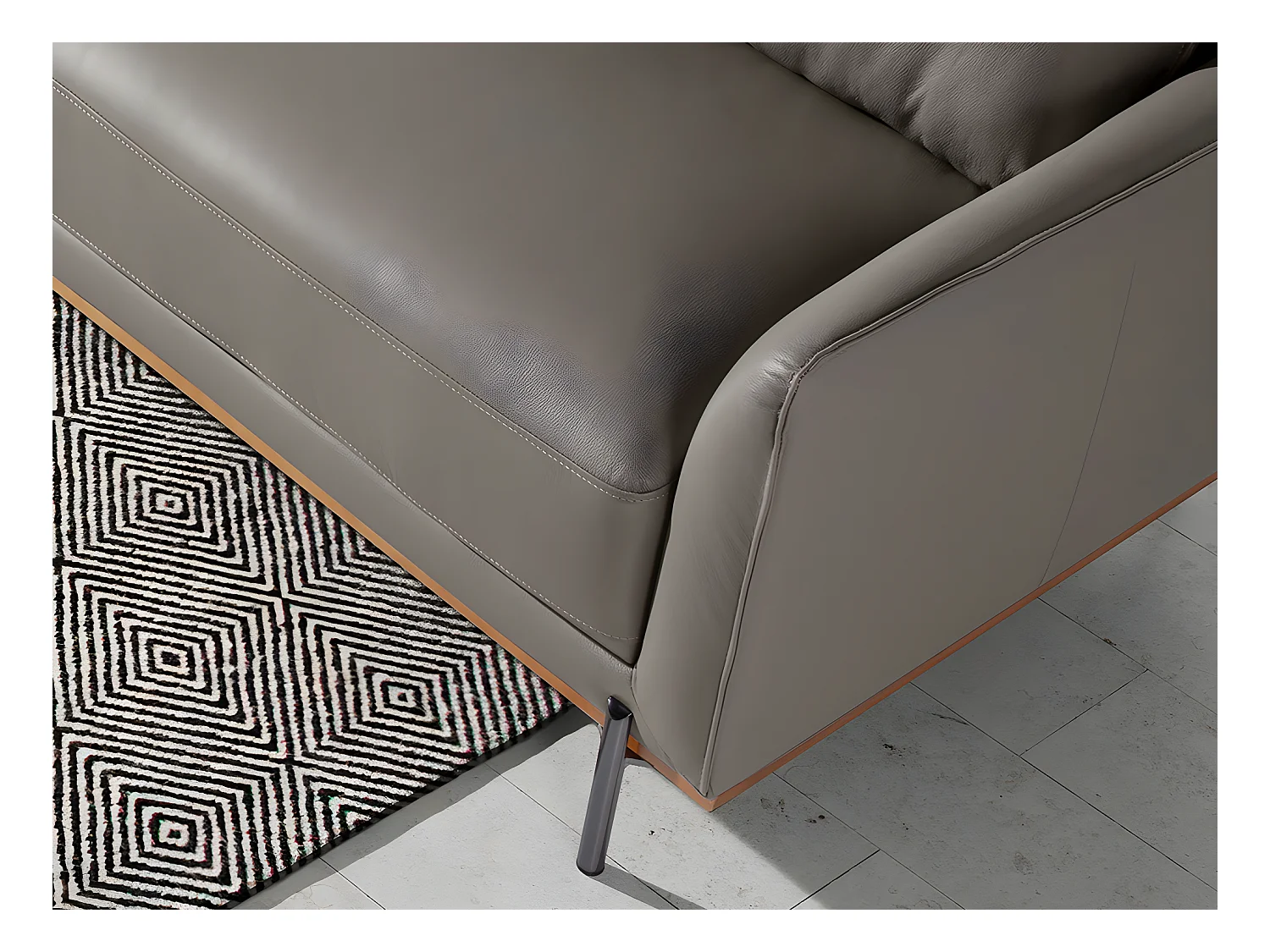 Chaise longue rembourré en cuir et acier 6153 ANGEL CERDA