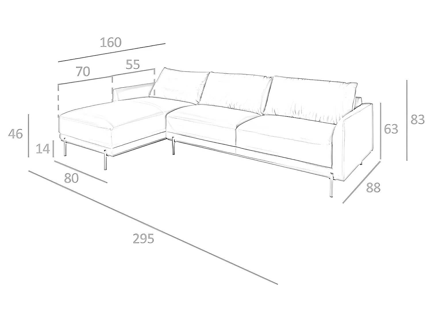 Chaiselongue bank (L) in leer en verduisterd staal 6153 ANGEL CERDA