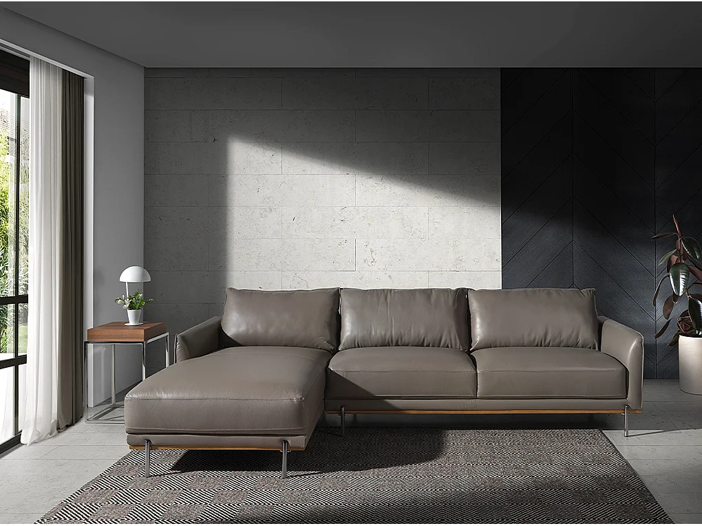 Chaise longue rembourré en cuir et acier 6153 ANGEL CERDA