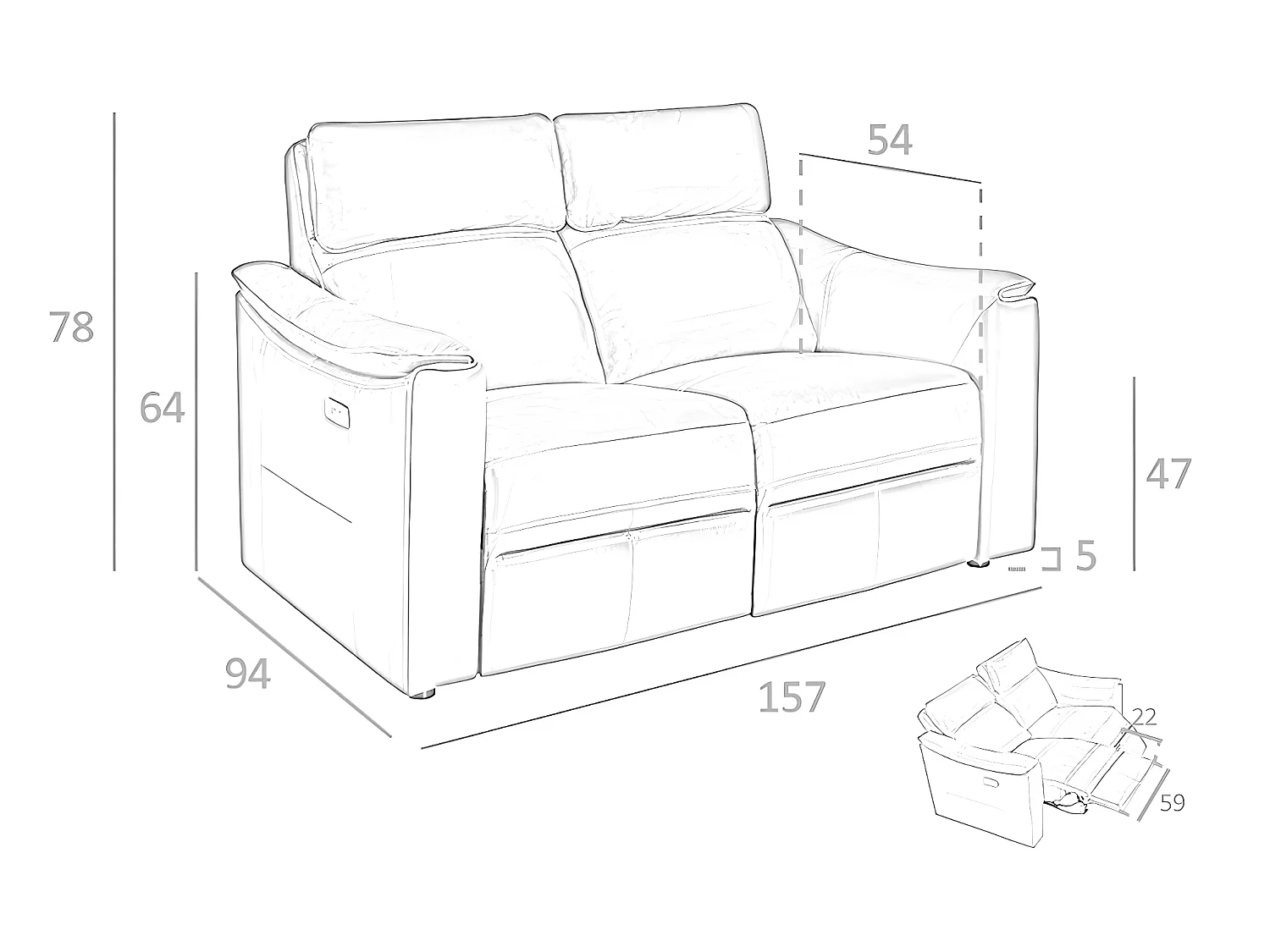 2-zits relaxbank in cognacbruin leer 6165 ANGEL CERDA