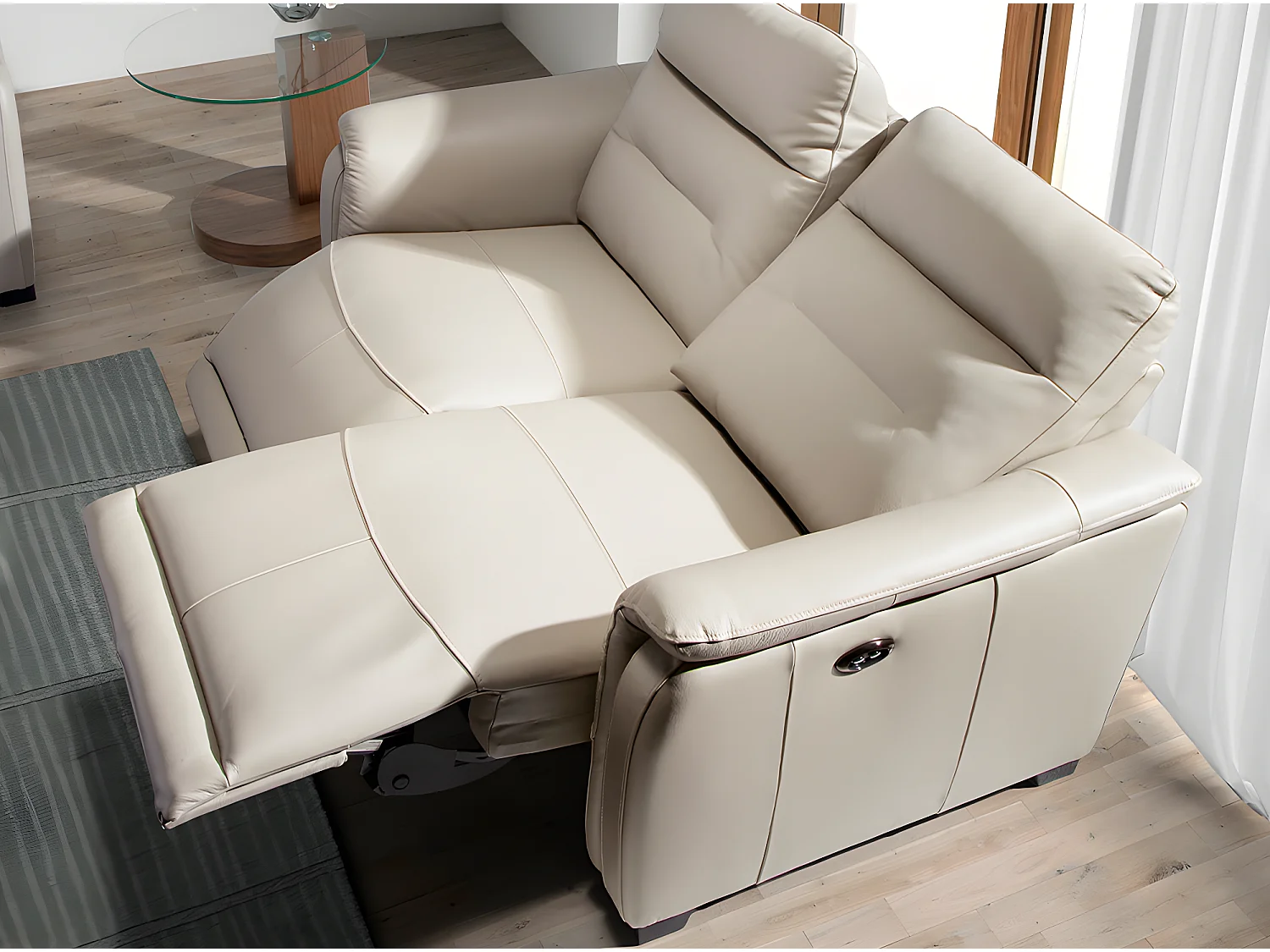 2-Sitzer-Sofa aus grauem Leder und Relax  6157 ANGEL CERDA