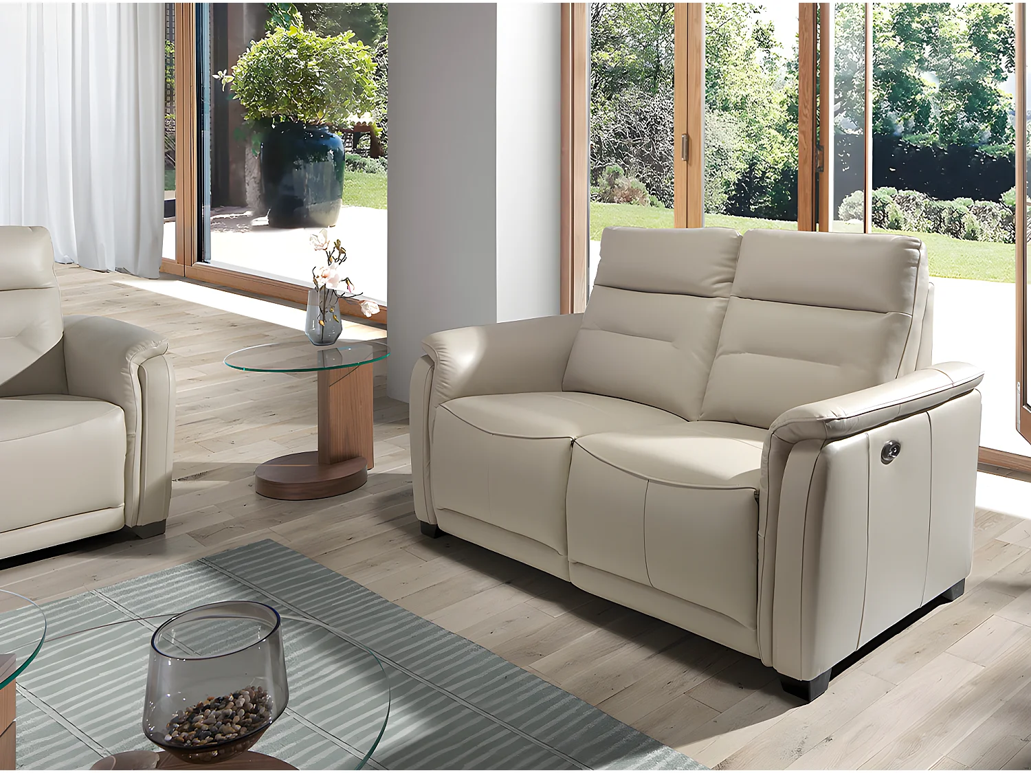 2-Sitzer-Sofa aus grauem Leder und Relax  6157 ANGEL CERDA
