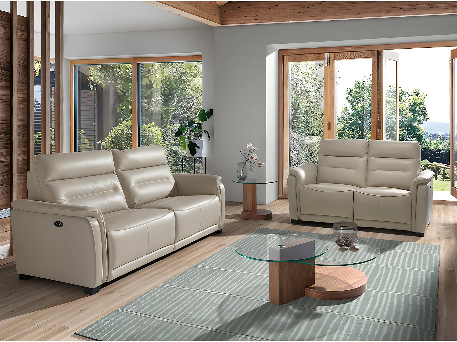 2-Sitzer-Sofa aus grauem Leder und Relax  6157 ANGEL CERDA