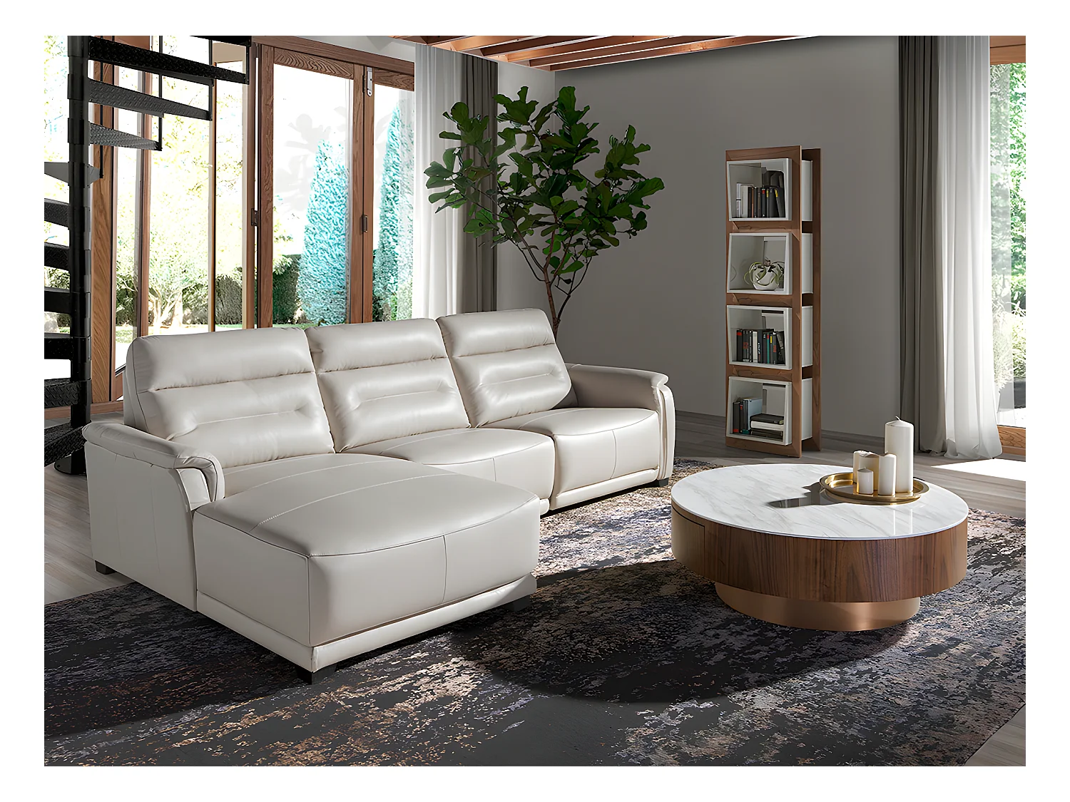 Sofa Chaiselongue (L) relax in leer 6155 ANGEL CERDA