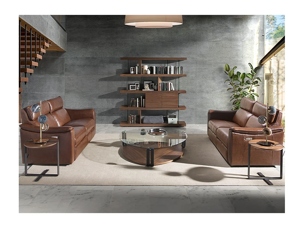 3-zits relaxbank in cognacbruin leer