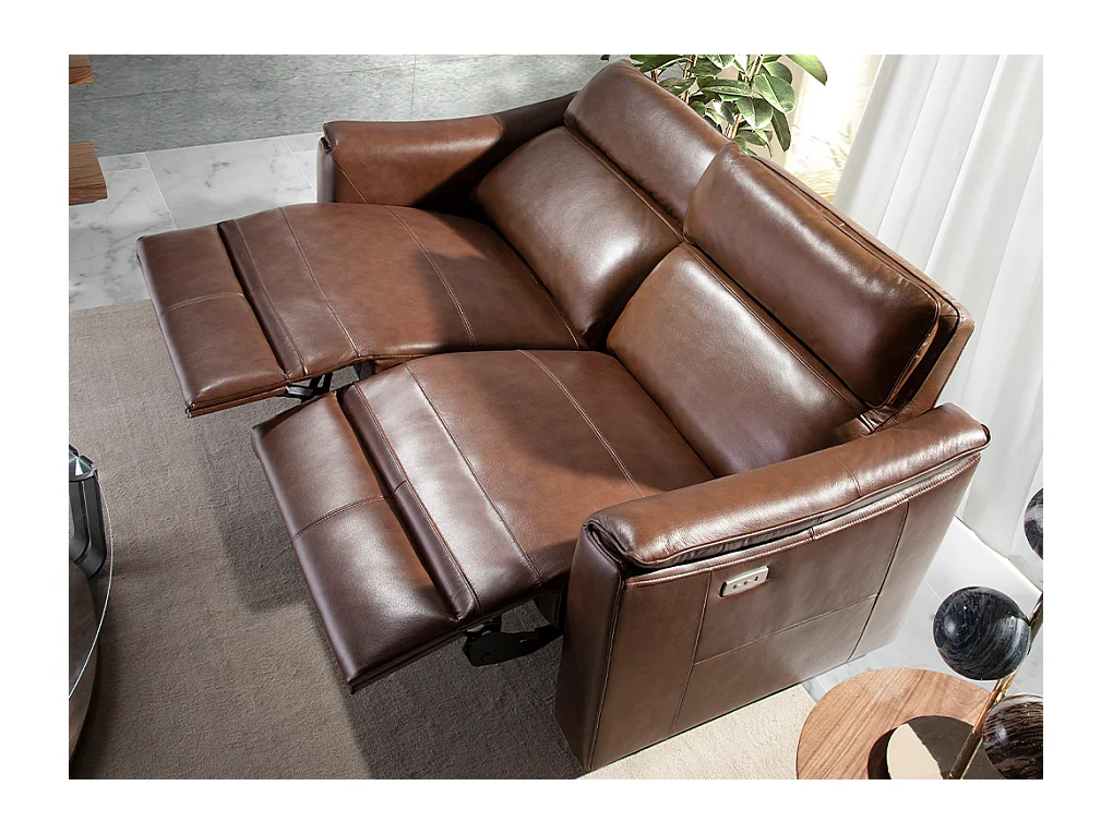 3-zits relaxbank in cognacbruin leer