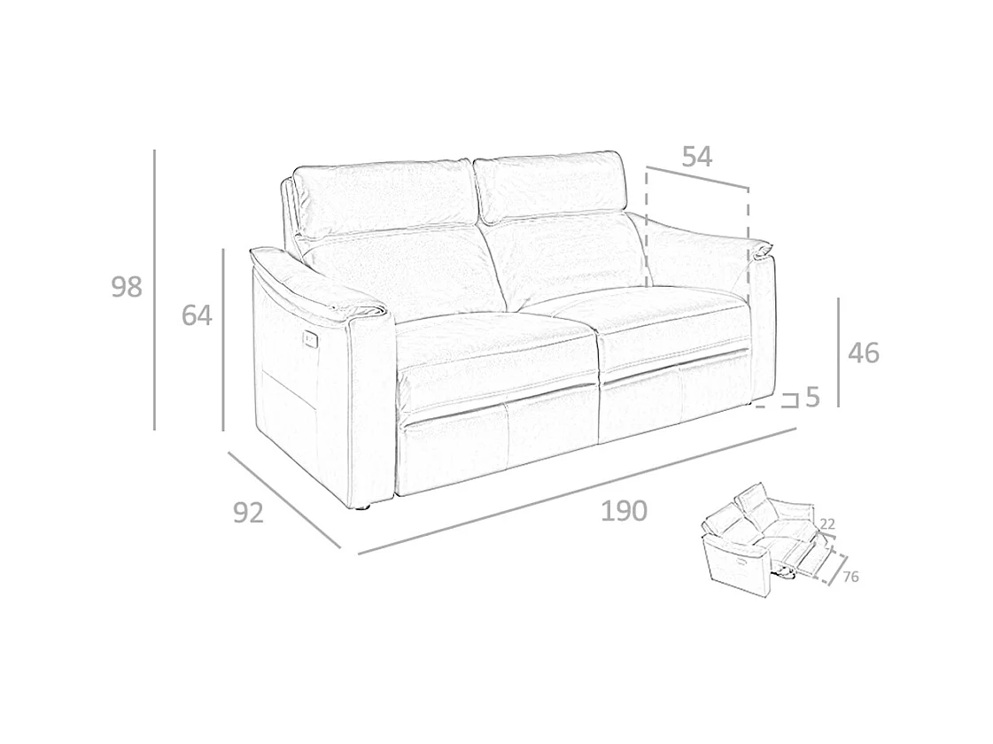 3-zits relaxbank in cognacbruin leer