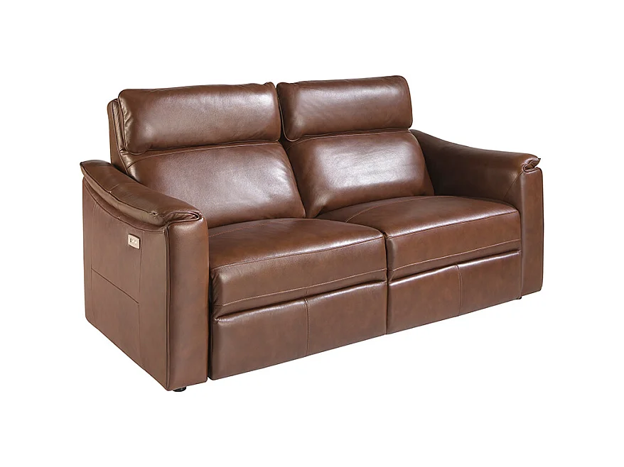 Canapé relax 3 places en cuir marron cognac 6166 ANGEL CERDA