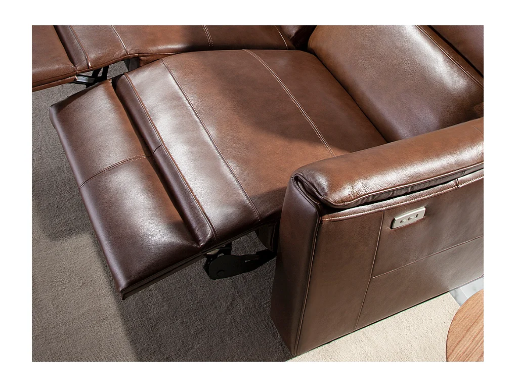 Canapé relax 3 places en cuir marron cognac 6166 ANGEL CERDA