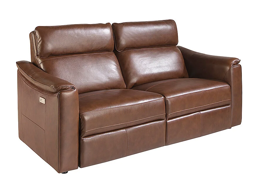 Canapé relax 3 places en cuir marron cognac 6166 ANGEL CERDA