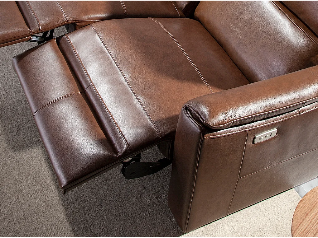 Canapé relax 3 places en cuir marron cognac 6166 ANGEL CERDA