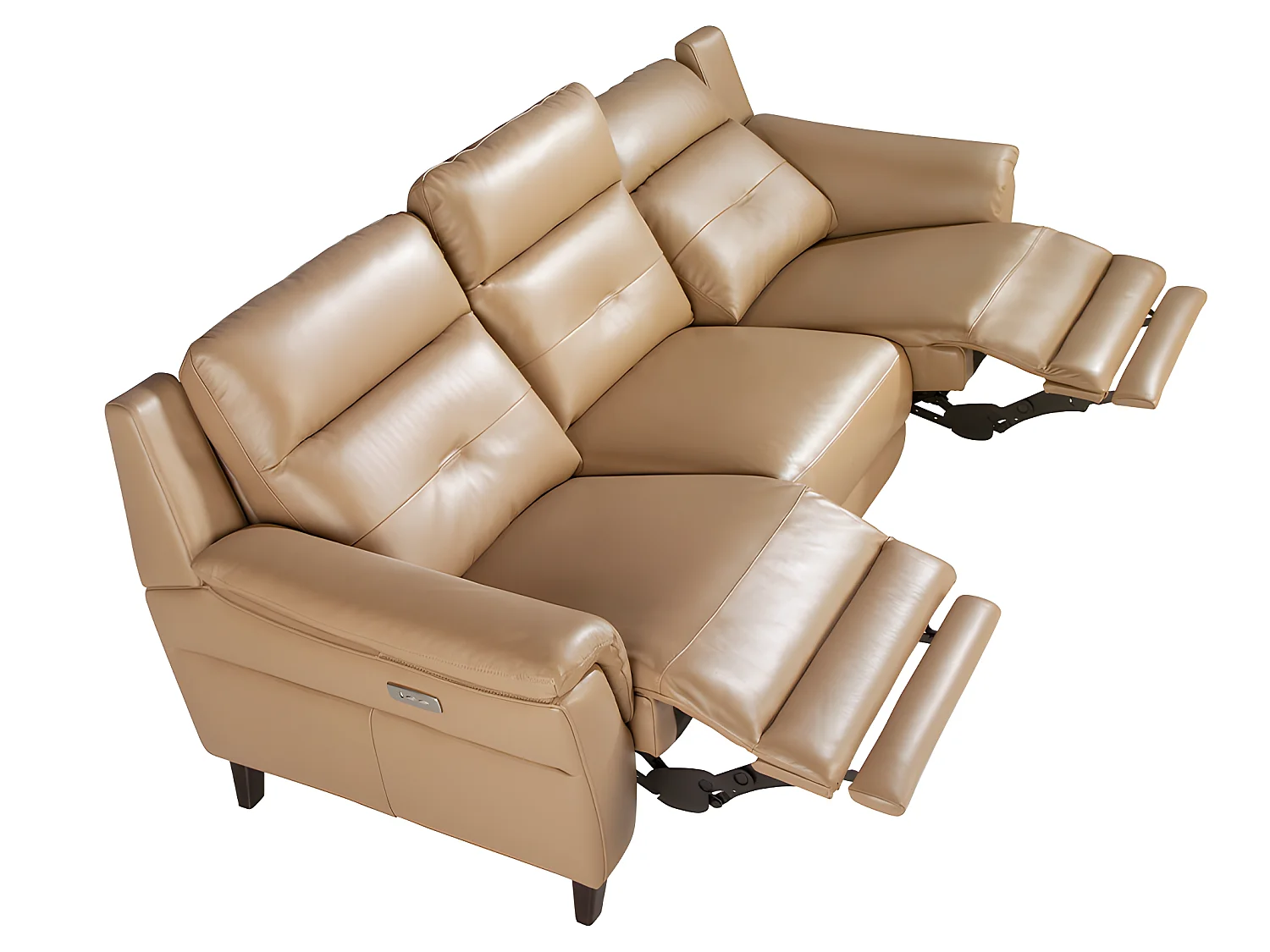 Canapé relax 3 places en cuir et wengé ANGEL CERDA