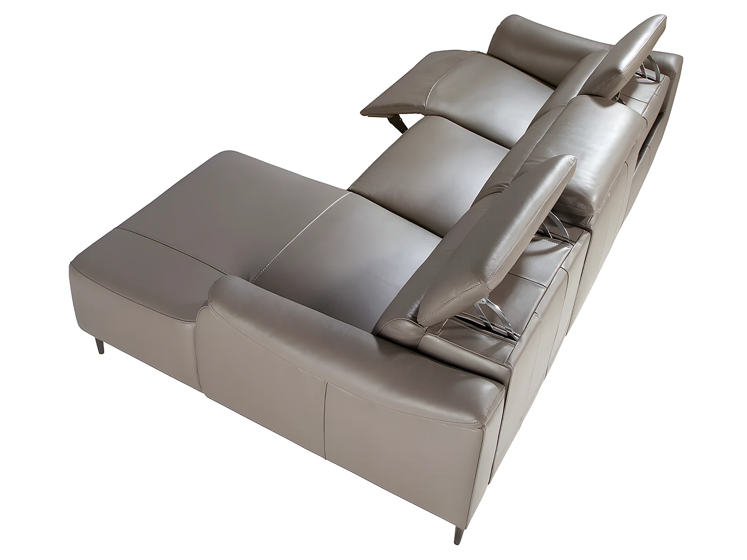 Chaise longue (R) en cuir et acier foncé 6160 ANGEL CERDA