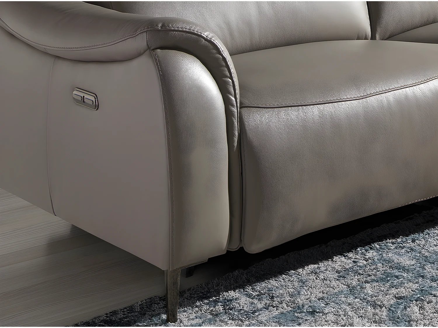 Chaise longue (R) en cuir et acier foncé 6160 ANGEL CERDA