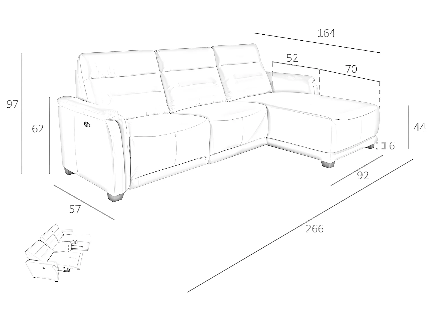 Chaise longue en cuir et mécanisme relax 6156 ANGEL CERDA