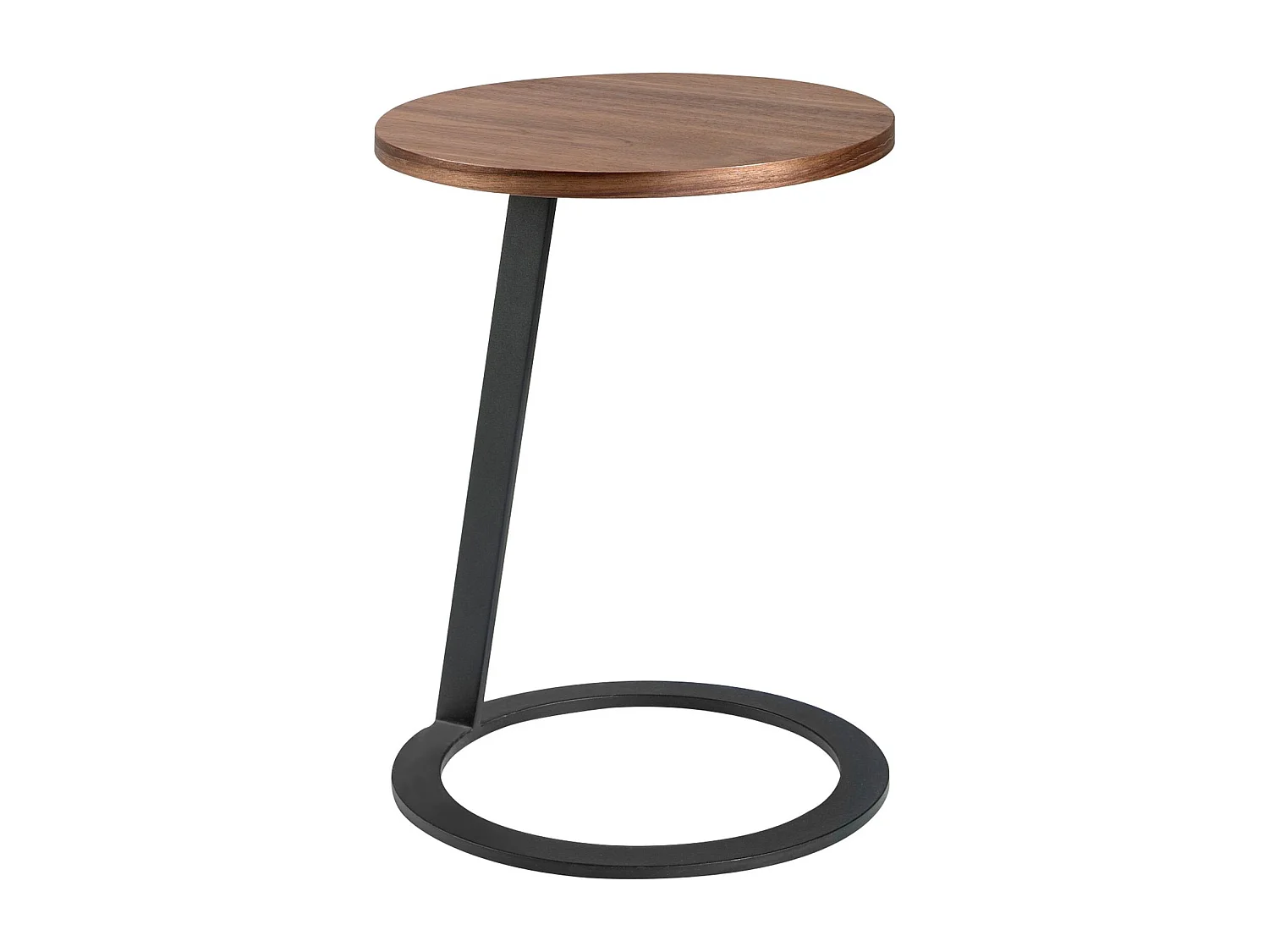 Mesa de canto redonda em nogueira e aço preto 2115 ANGEL CERDA