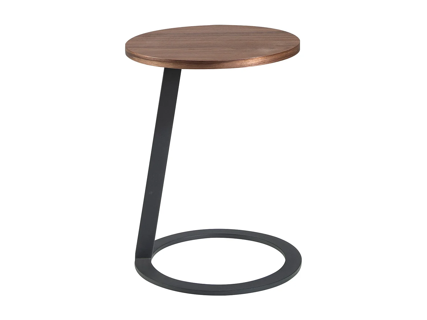 Mesa de canto redonda em nogueira e aço preto 2115 ANGEL CERDA