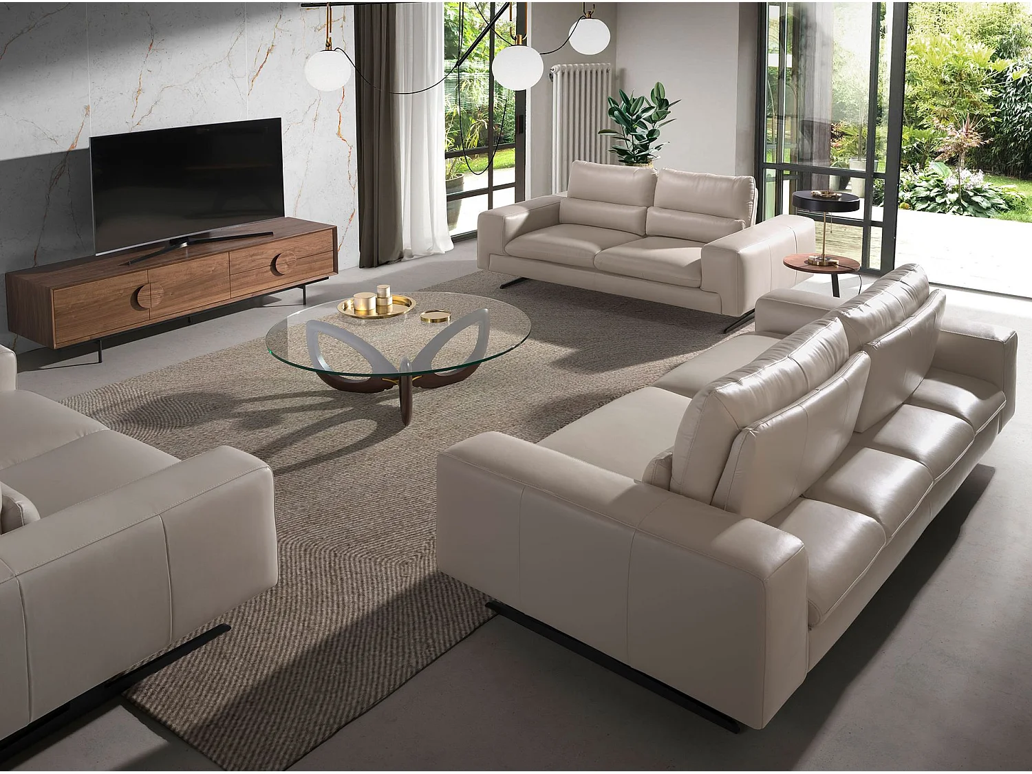 Mesa de canto redonda em nogueira e aço preto 2115 ANGEL CERDA